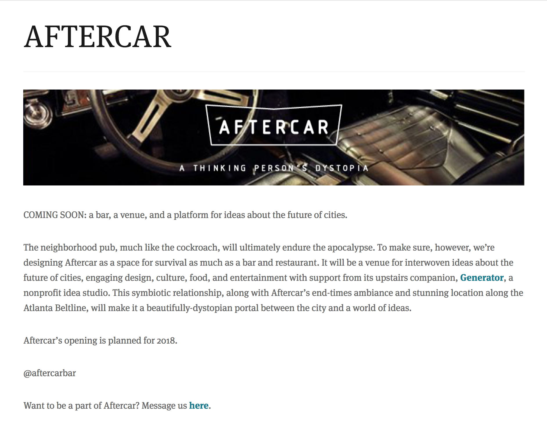 Aftercar: A Thinking Person's Dystopia