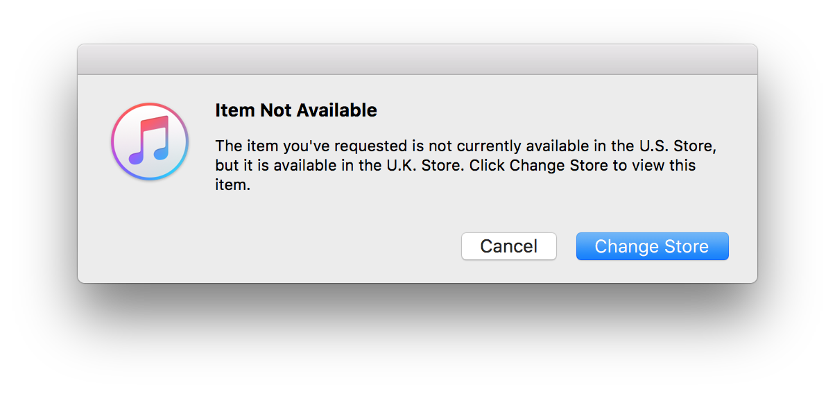 The item you've requested is not currently available in the U.S. Store, but it is available in the U.K. Store. Click Change Store to view this item.