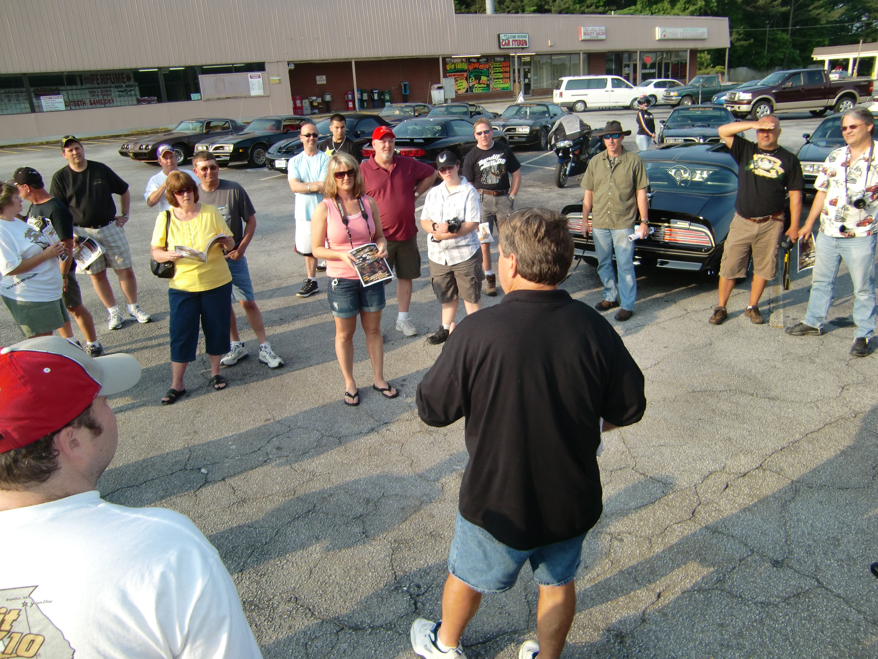 Participants in the Bandit Run gather to discuss the tour of filming locations