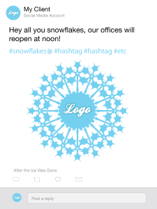 An inadvisable pun using the word snowflakes.