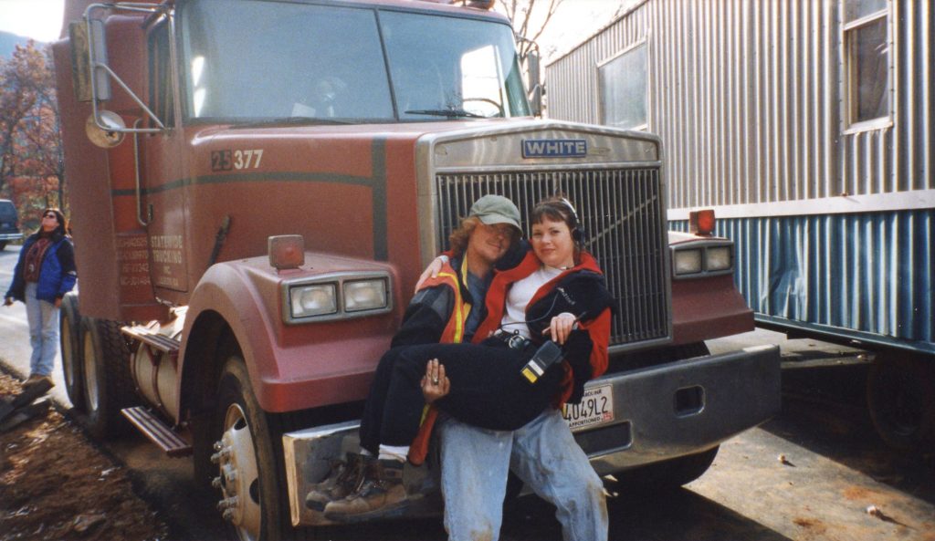 Michelle and I posing in front of one of the big rigs.